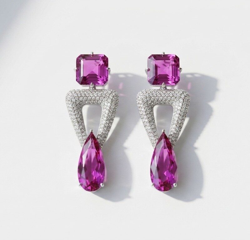 Pink Zircon Luxury Earrings for women Pakistan by dango