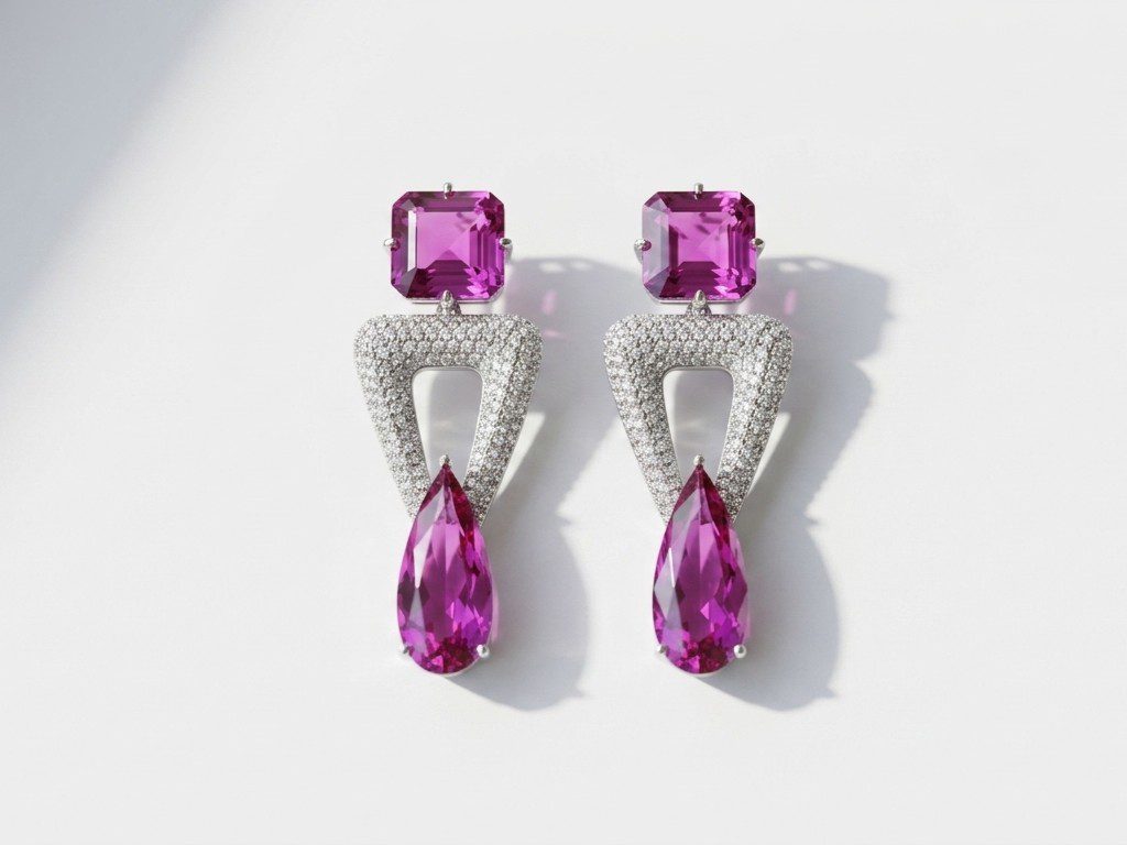 pink earrings pakistan Pink Zircon Luxury Earrings for women Pakistan by dango