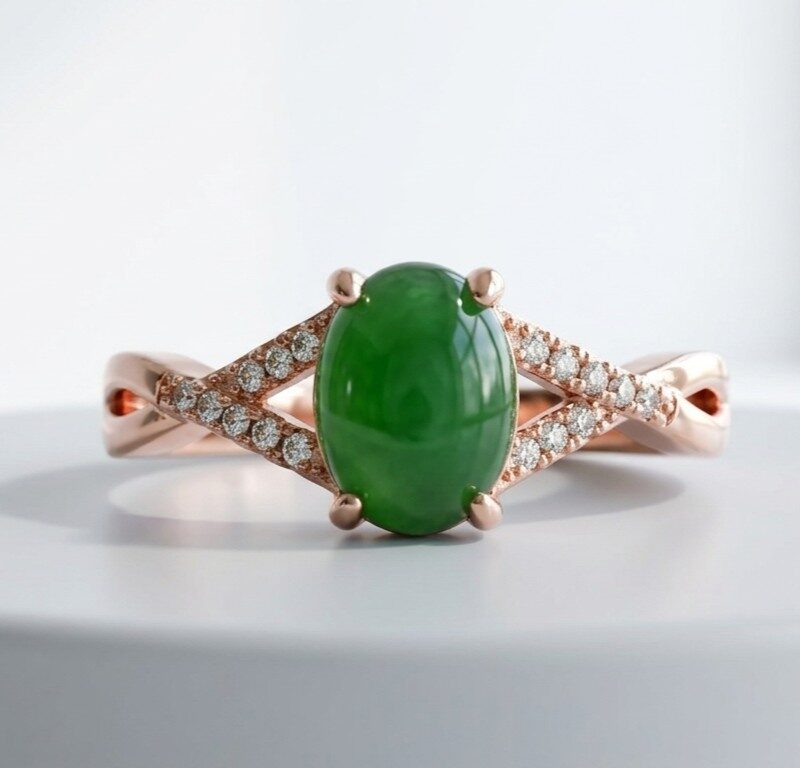 Rose Gold Green Ring Pakistan by dango