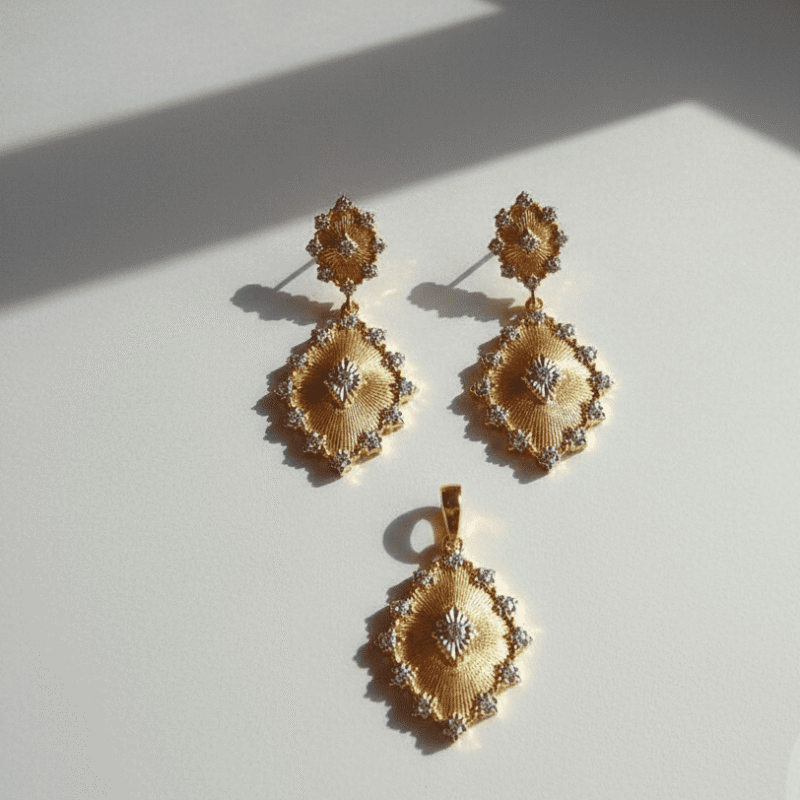 Gold Plated Silver Jewelry Set Pakistan by dango