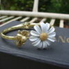 White Daisy and Bee Cuff Bracelet