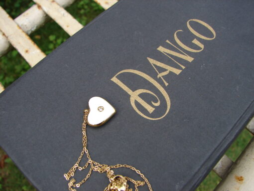 white enamel heart earrings and necklace