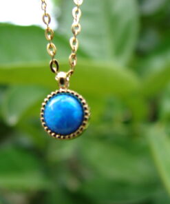 Gold Plated Blue Opal Pendant