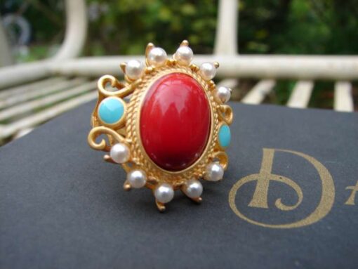 Gold Plated Silver Ring With Red Stone