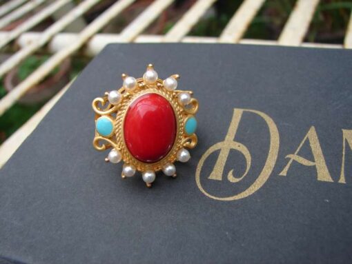 Gold Plated Silver Pendant With Red Stone