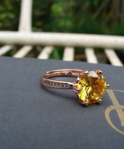 Yellow Crystal Adjustable Ring