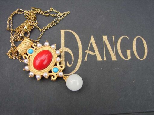 Gold Plated Silver Pendant With Red Stone