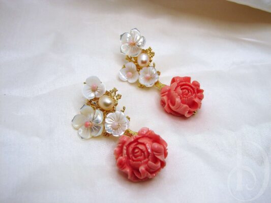 coral pearl earrings