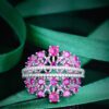 Adjustable Luxury Pink Zircon Ring