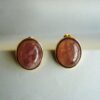 Gold Plated Stainless Steel Brown Agate Studs