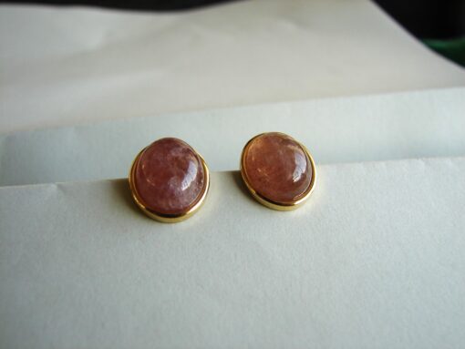 wide: Gold Plated Stainless Steel Brown Agate Studs