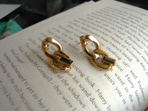 on book: Gold Plated Stainless Steel Link Chain Earrings