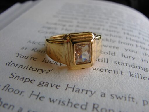 closeup of gold plated ring