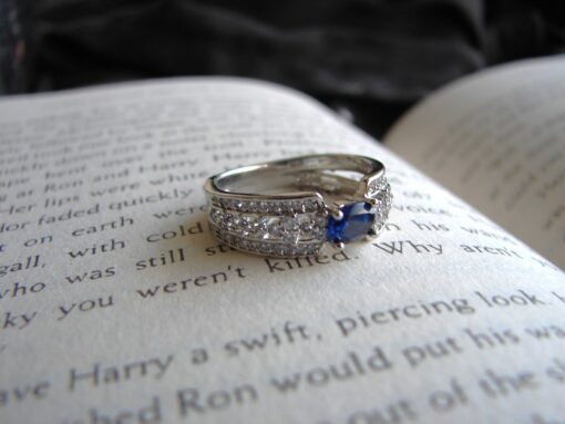 Blue Zircon Luxury Ring. closeup