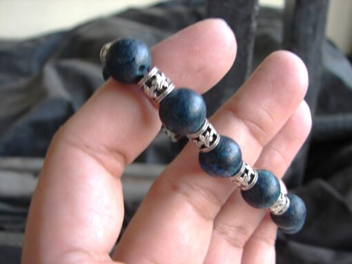 in hand: Blood Stone Bead Bracelet