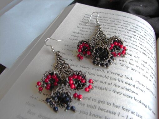 on book:Oxidized Earrings with Small Jhumkas