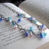 Stainless Steel Necklace with Blue Crystals