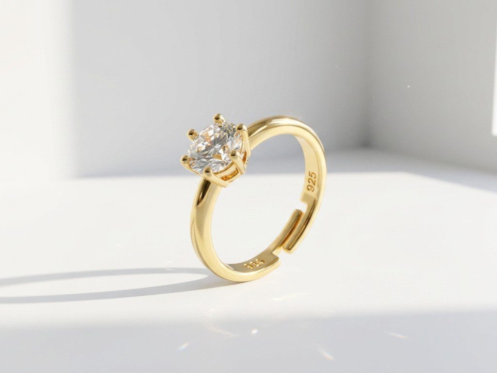 gold plated ring pakistan Zircon Solitaire Adjustable Ring Pakistan by dango