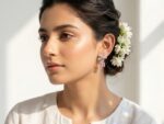 Bow Knot Pink Zircon Earrings - Image 2