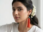 Red Beaded Tassel Earrings - Image 2