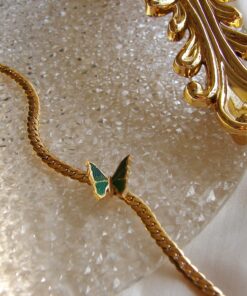 Green Butterfly Gold Plated Anklet
