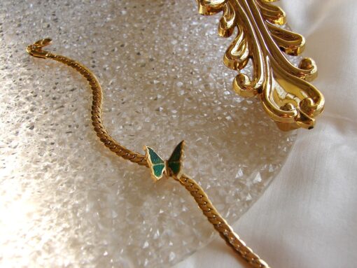 Green Butterfly Gold Plated Anklet