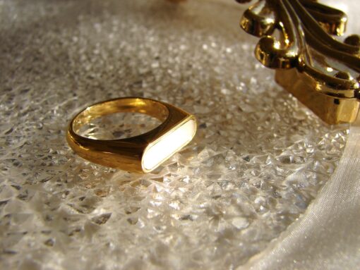 Hypo-Allergenic Gold Plated Ring with Mother of Pearl