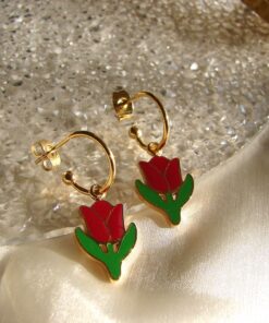 Gold Plated Rose Earrings