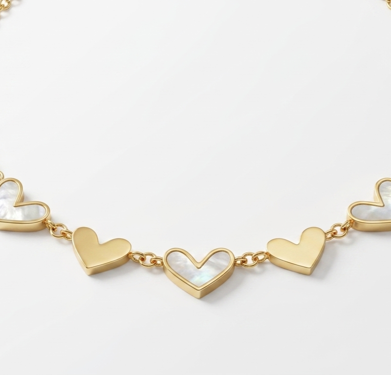 mother of pearl hearts Mother of Pearl Hearts Necklace for women in Pakistan by dango