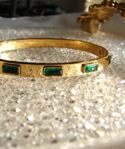 Gold Plated Bangle with green Zircon