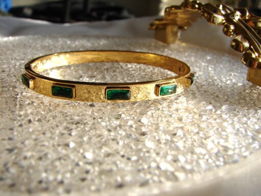 Gold Plated Bangle with green Zircon