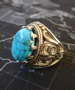 Faux Turquoise Steel Ring for Men
