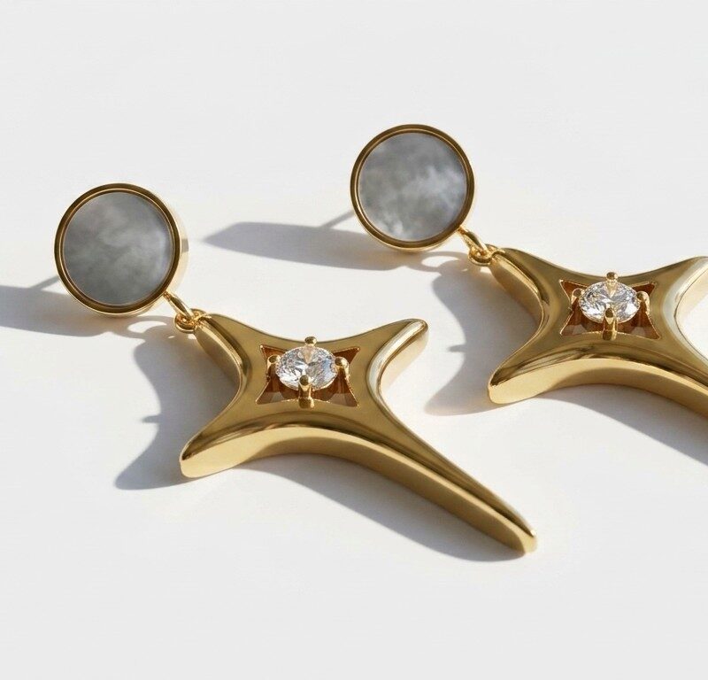 Mother of pearl Gold Plated Earrings for women in Pakistan by dango
