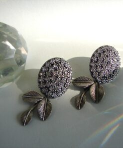 Oxidized Leafy Dangle Earrings