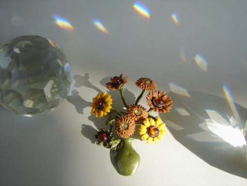 Sunflower Vase Brooch