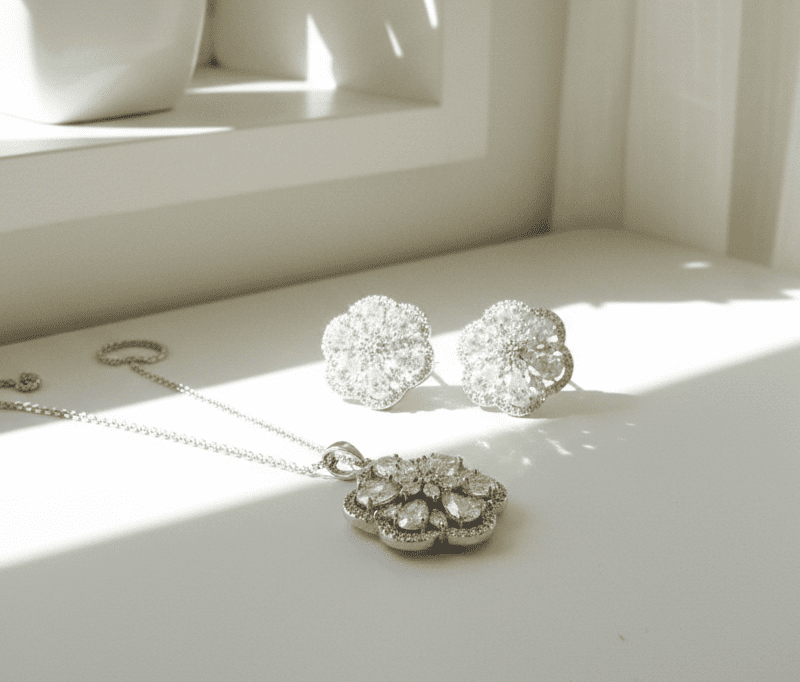 Zircon Floral Jewelry Set for women Pakistan by dango