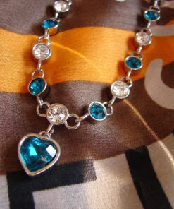 925 Silver Blue Heart Charm Bracelet