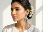 Handmade Blue Blazed Earrings - Image 2