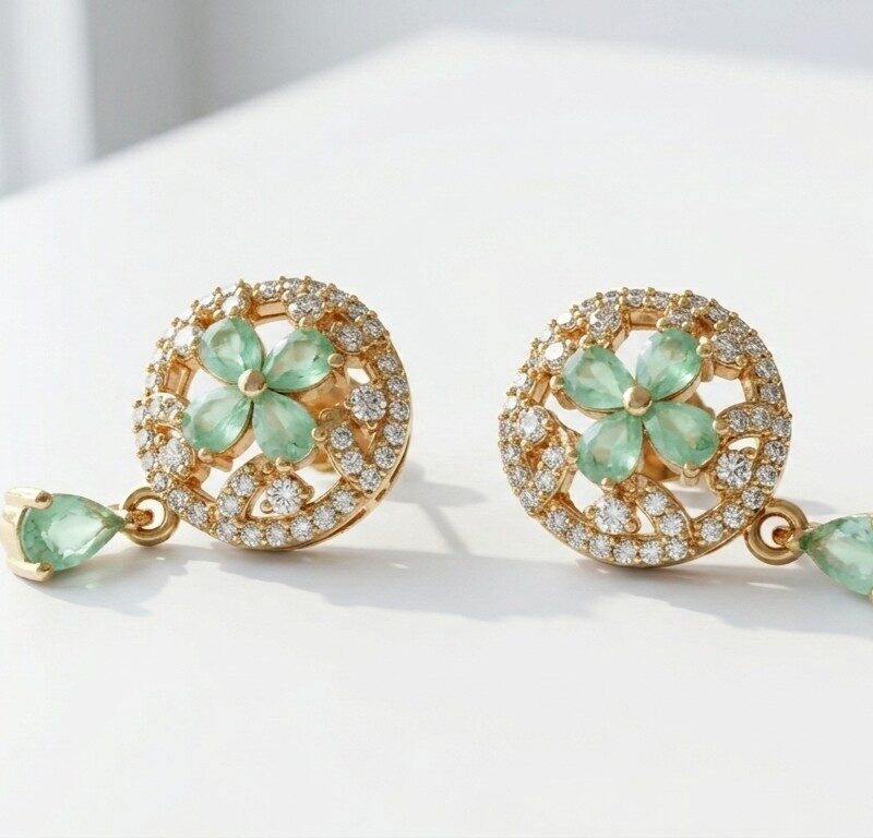 Green Zircon Earrings for women in Pakistan by dango