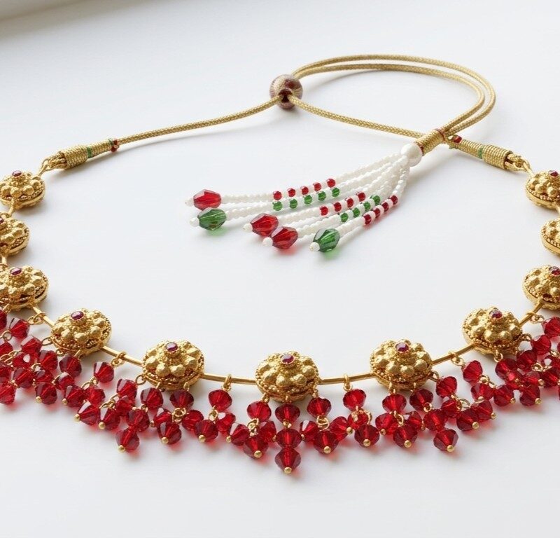 Red Ethnic Necklace for Women Pakistan by dango