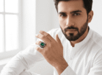 Green Stone Steel Ring - Image 3
