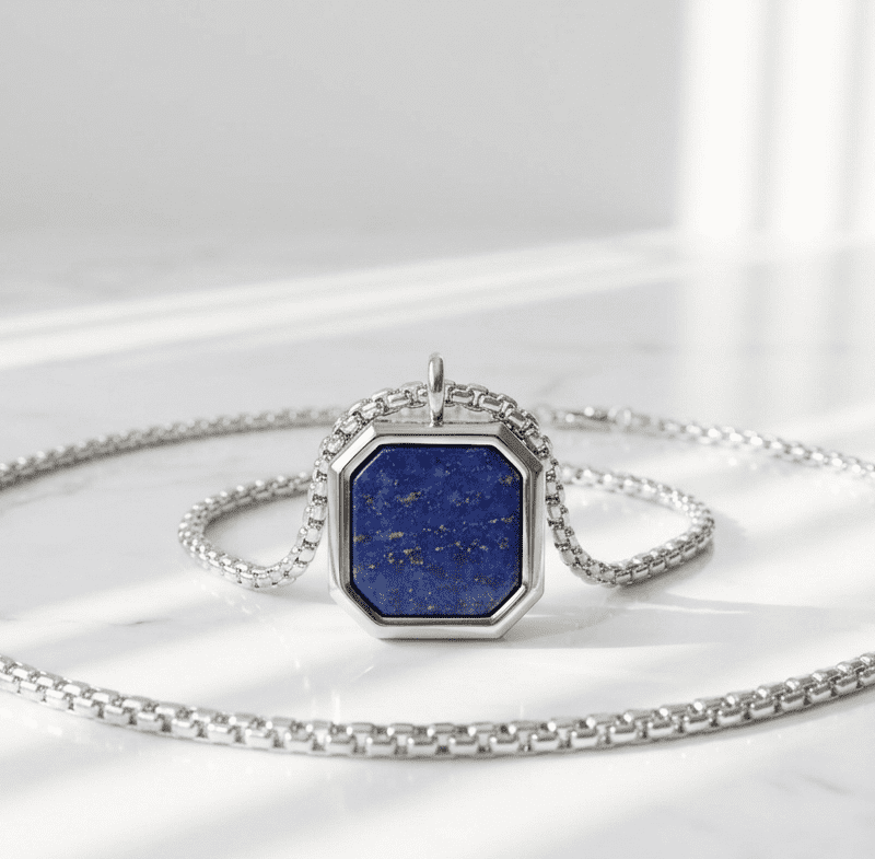Lapis Pendant in Steel Pakistan by dango