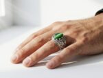 Green Stone Steel Ring - Image 2