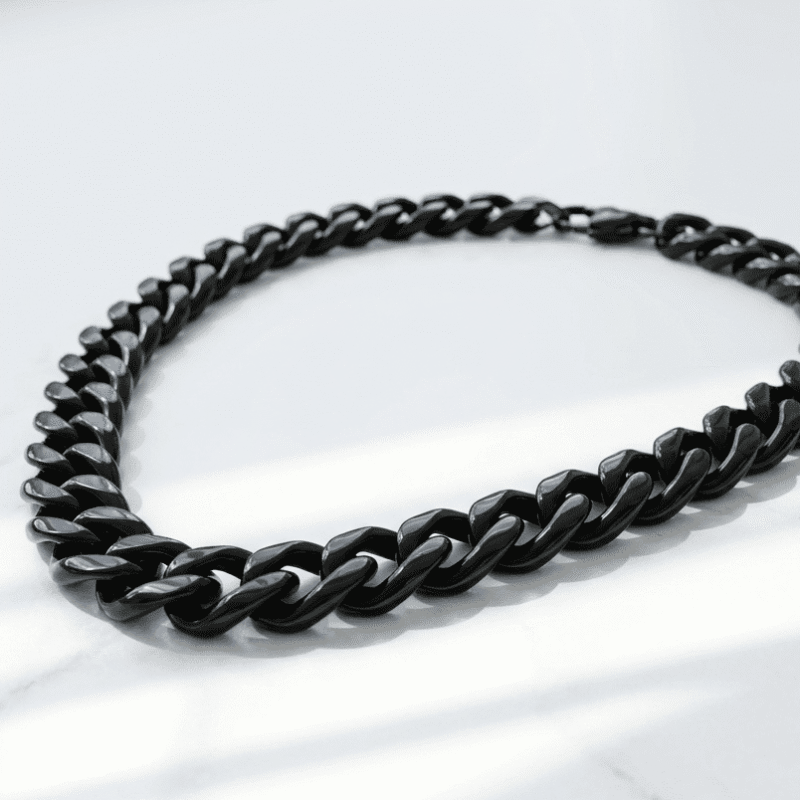 7mm Black Steel Cuban Chain for men Pakistan by dango