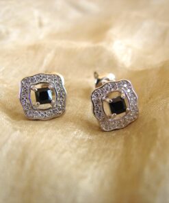 Black Spinel in 925 Sterling Silver Studs