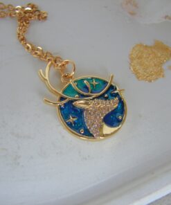 Gold Plated Reindeer Pendant & Chain