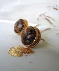 Gold Plated Spotted Jasper Studs