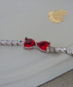 Red Zircon Hearts Bracelet