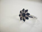 Natural Quartz & Black in 925 Silver Ring