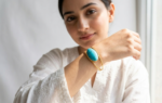 Gold Plated Faux Turquoise Bangle - Image 2